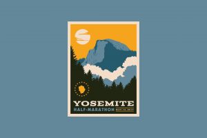 illustration, Blue background, Poster, Flyer, Yosemite National Park, Minimalism, Simple background