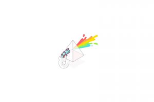 illustration, White background, Water guns, Prism, Pyramid, Colorful, Minimalism, The Dark Side of the Moon