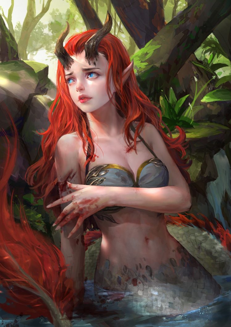 women, Redhead, Siren HD Wallpaper Desktop Background