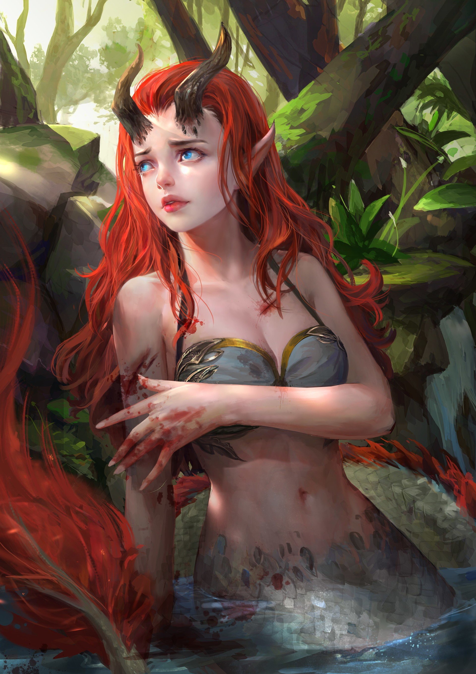 women, Redhead, Siren Wallpaper
