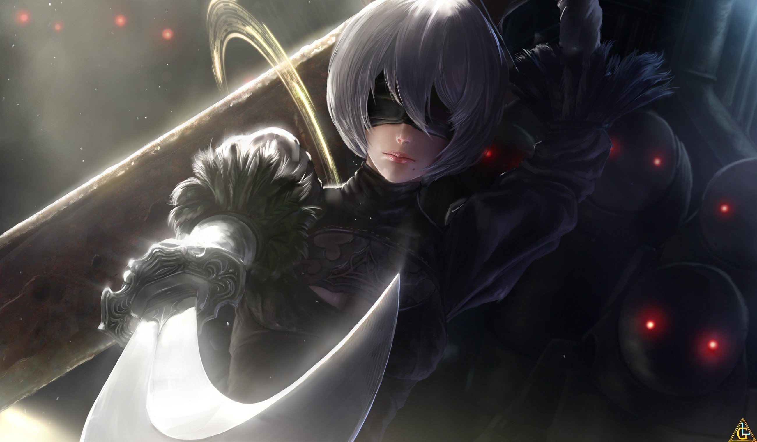 warrior, 2B (Nier: Automata), Nier: Automata, Sword Wallpaper