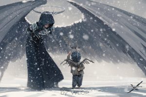 WLOP, Fantasy art, Angel, Snow, Ghost Blade