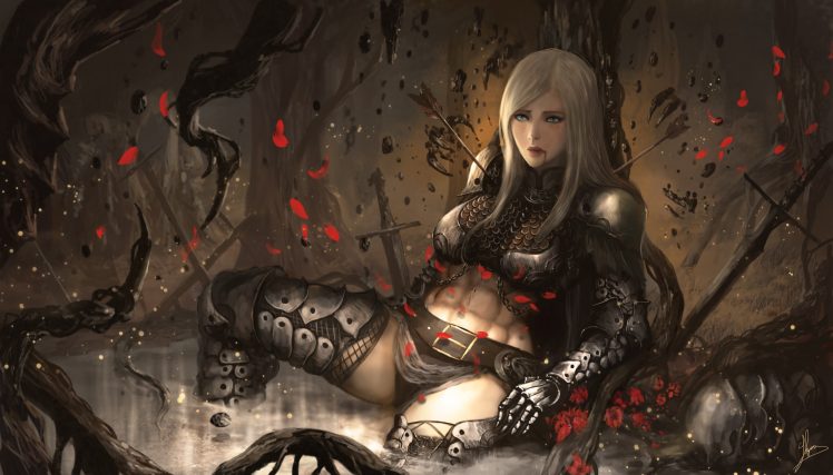 warrior, Fantasy art, Armor, Sword, Water HD Wallpaper Desktop Background