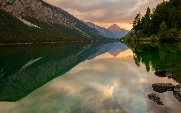 landscape, Mountains, Lake, Sunset HD Wallpaper Desktop Background