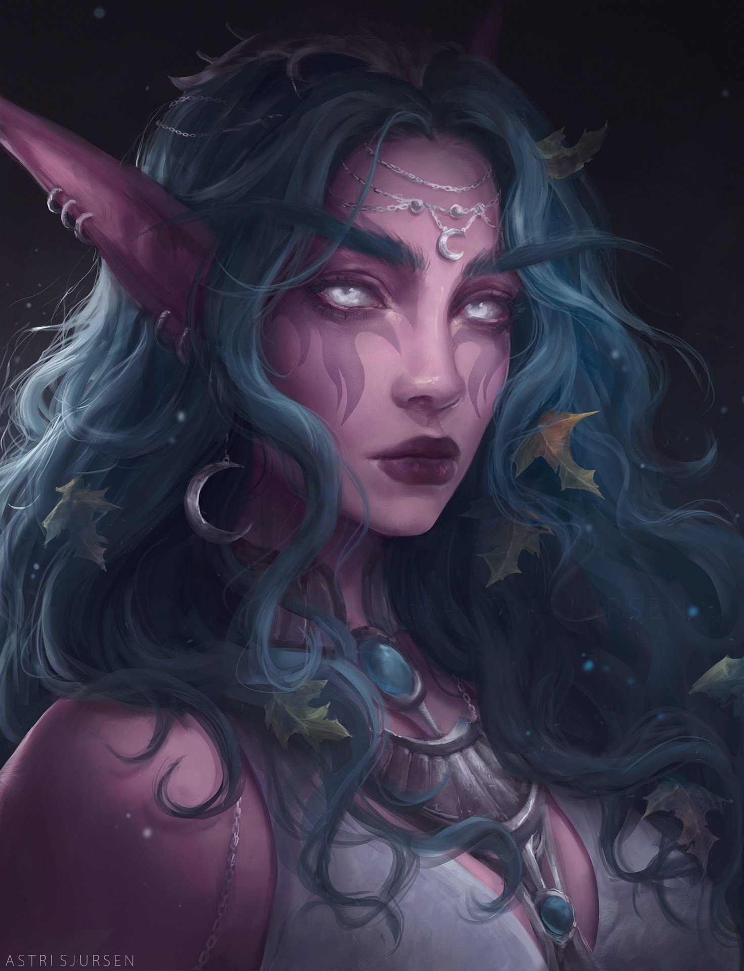 elves, Blue hair, Fantasy art, World of Warcraft, Tyrande Whisperwind Wallpaper