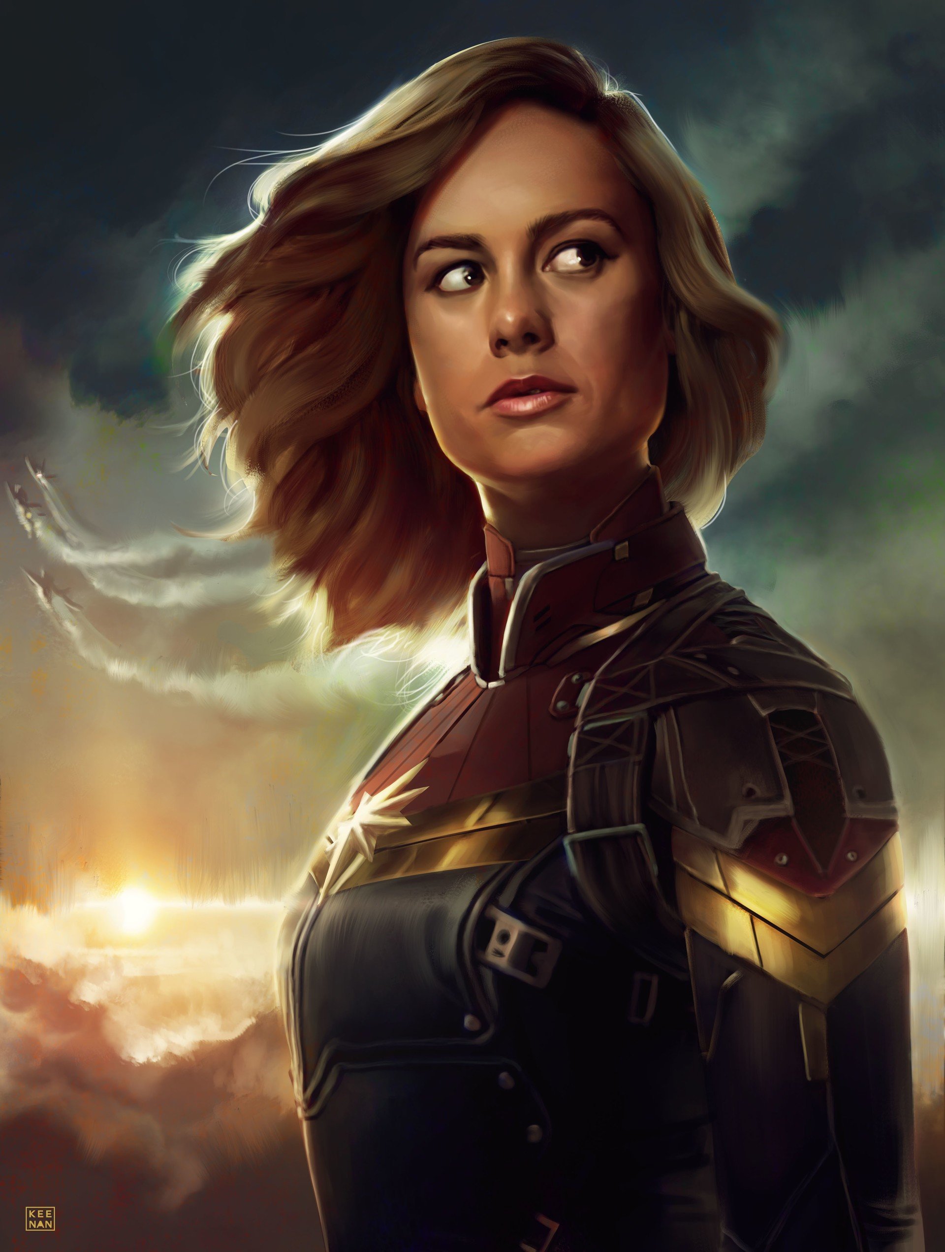women, Brie Larson, Captain Marvel, Futuristic, Armor Wallpaper