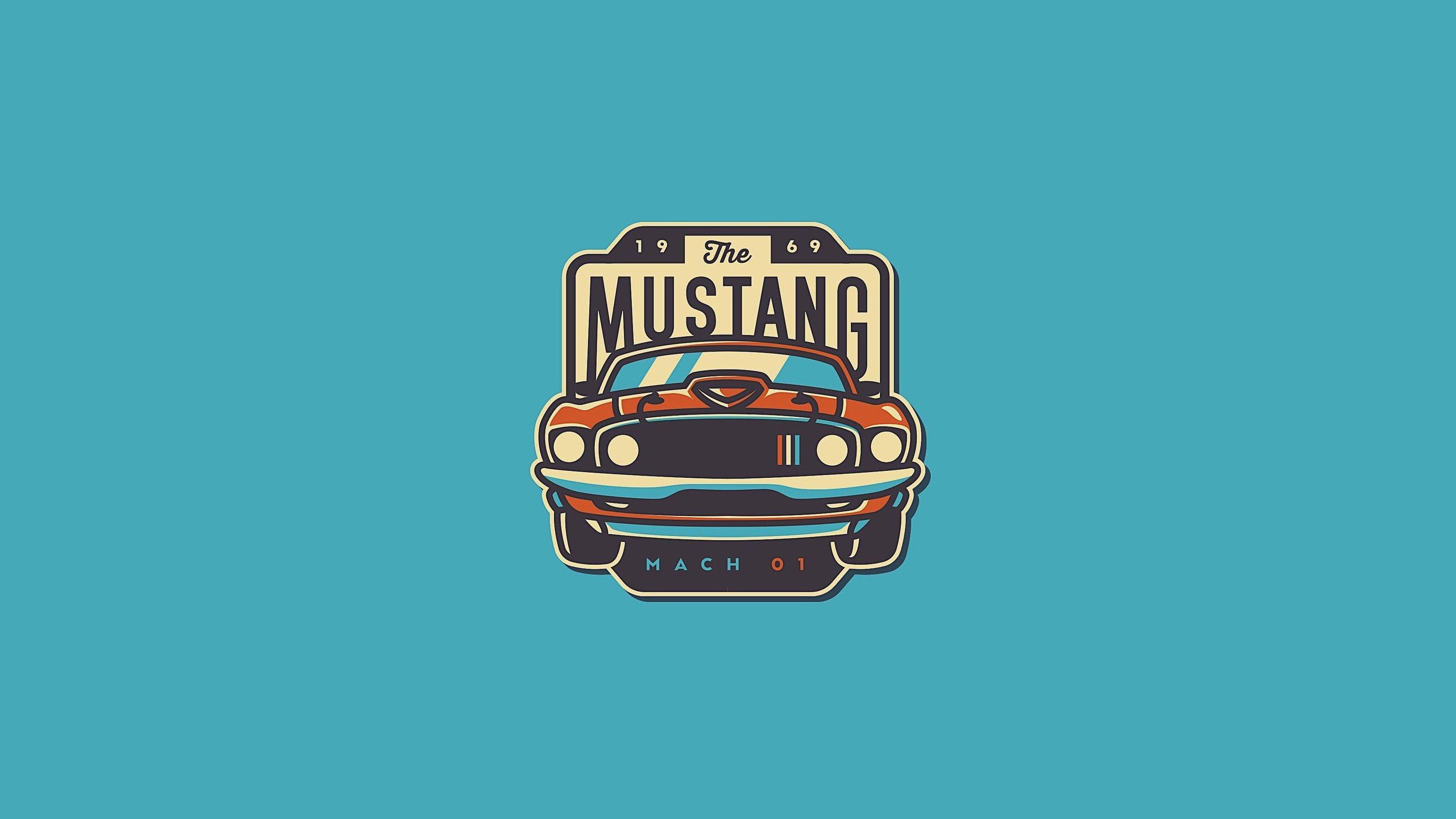 illustration, Ford USA, Ford Mustang, Fastback mach 1, Ford Mustang Mach 1, Blue background, Patch Wallpaper