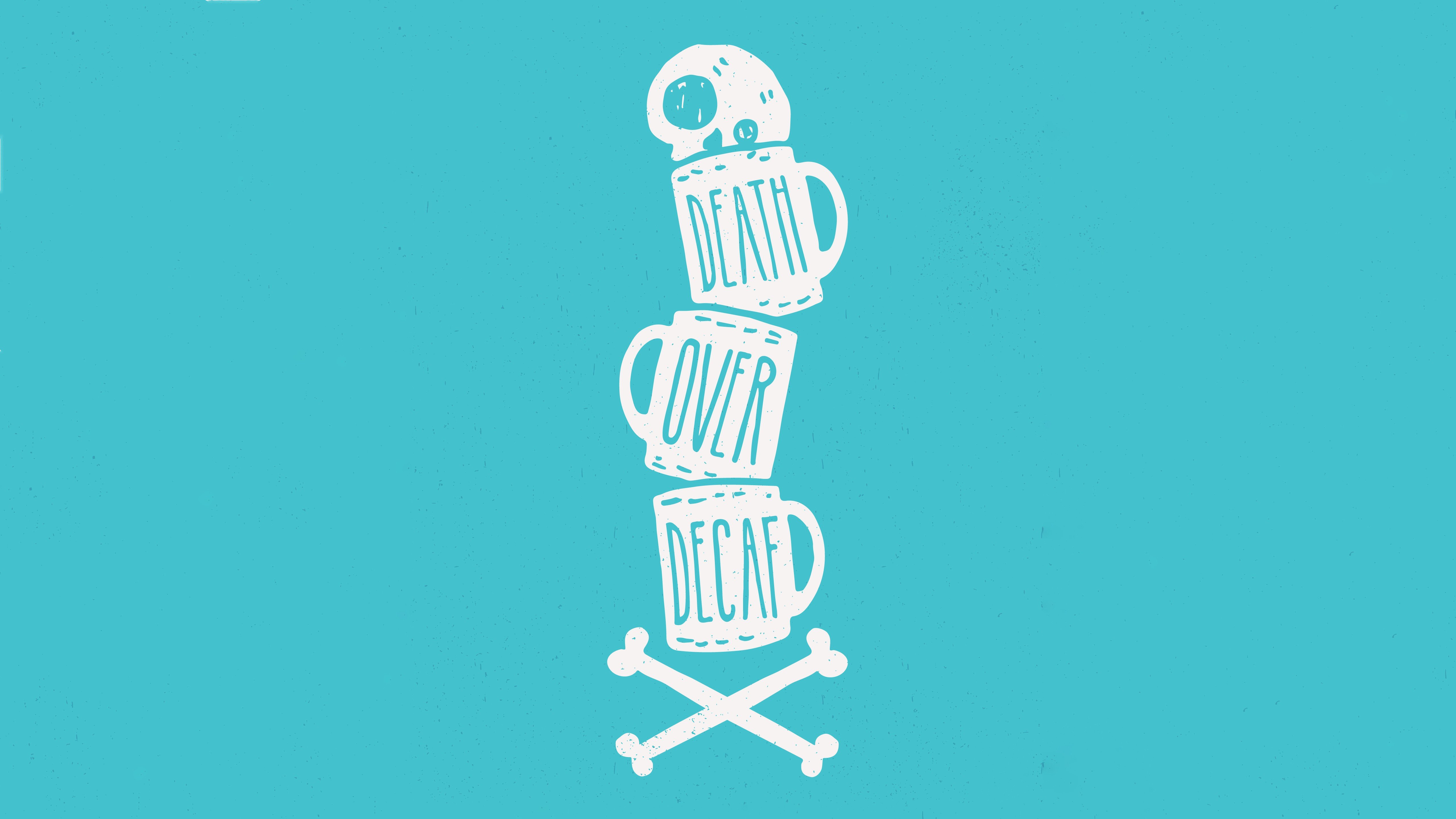 illustration, Blue background, Coffee, Mugs, Humor, Skull and bones, Minimalism, Skull Wallpaper