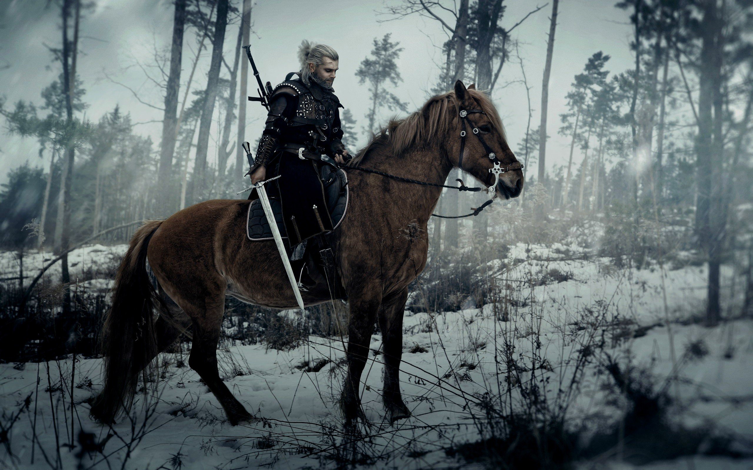 Geralt of Rivia, Cosplay, The Witcher, Sword, Horse, The Witcher 3: Wild Hunt Wallpaper