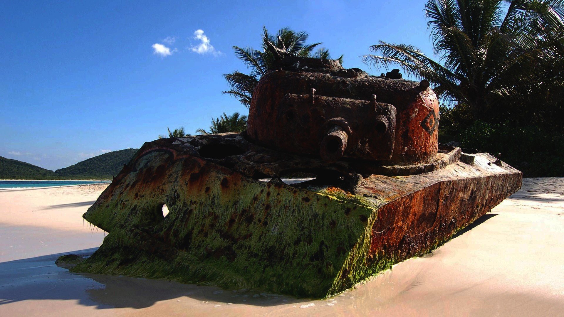tank, Beach, Sand, Rust, M4 Sherman, Wreck Wallpaper