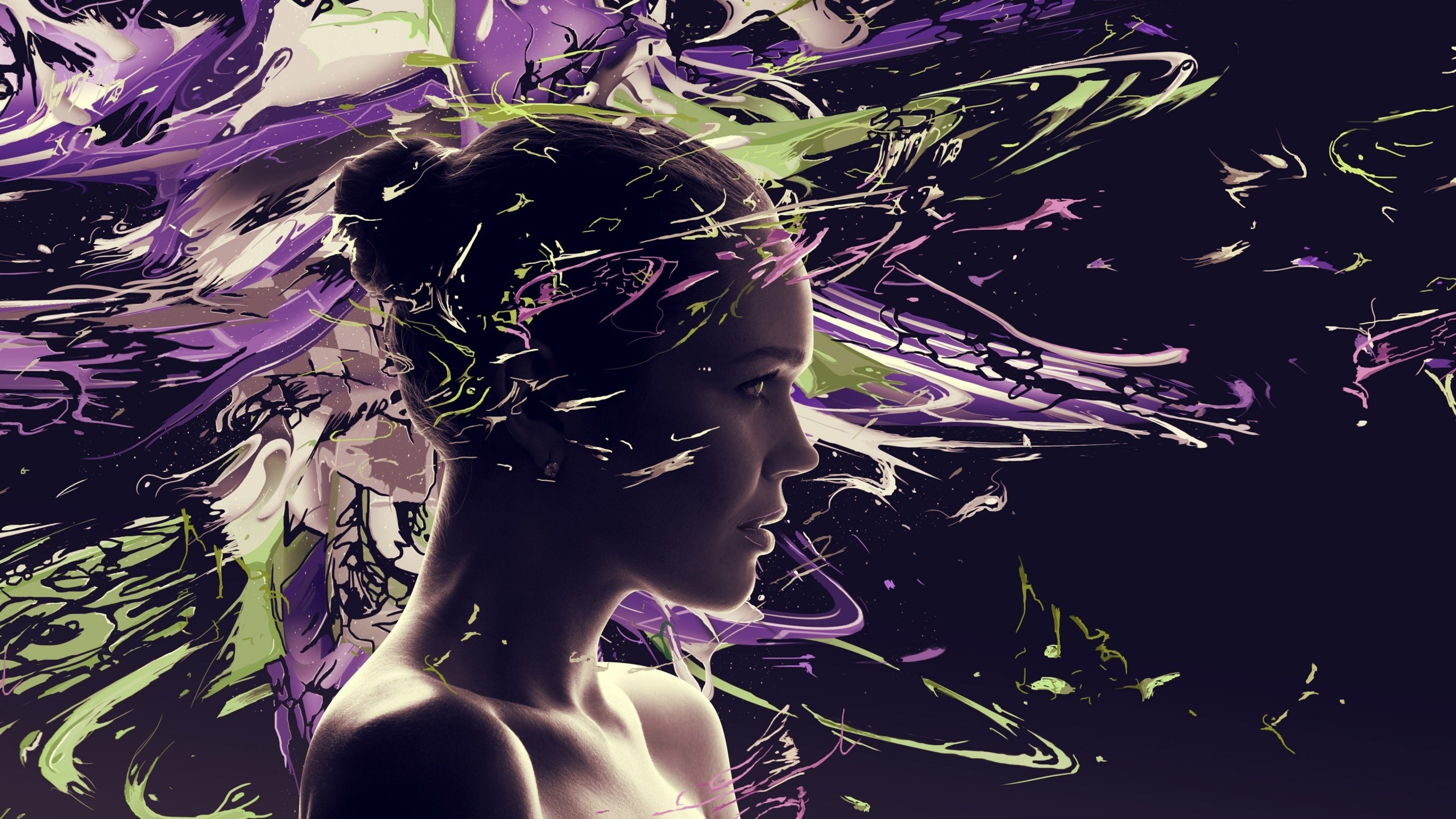 digital art, Green, Purple Wallpaper