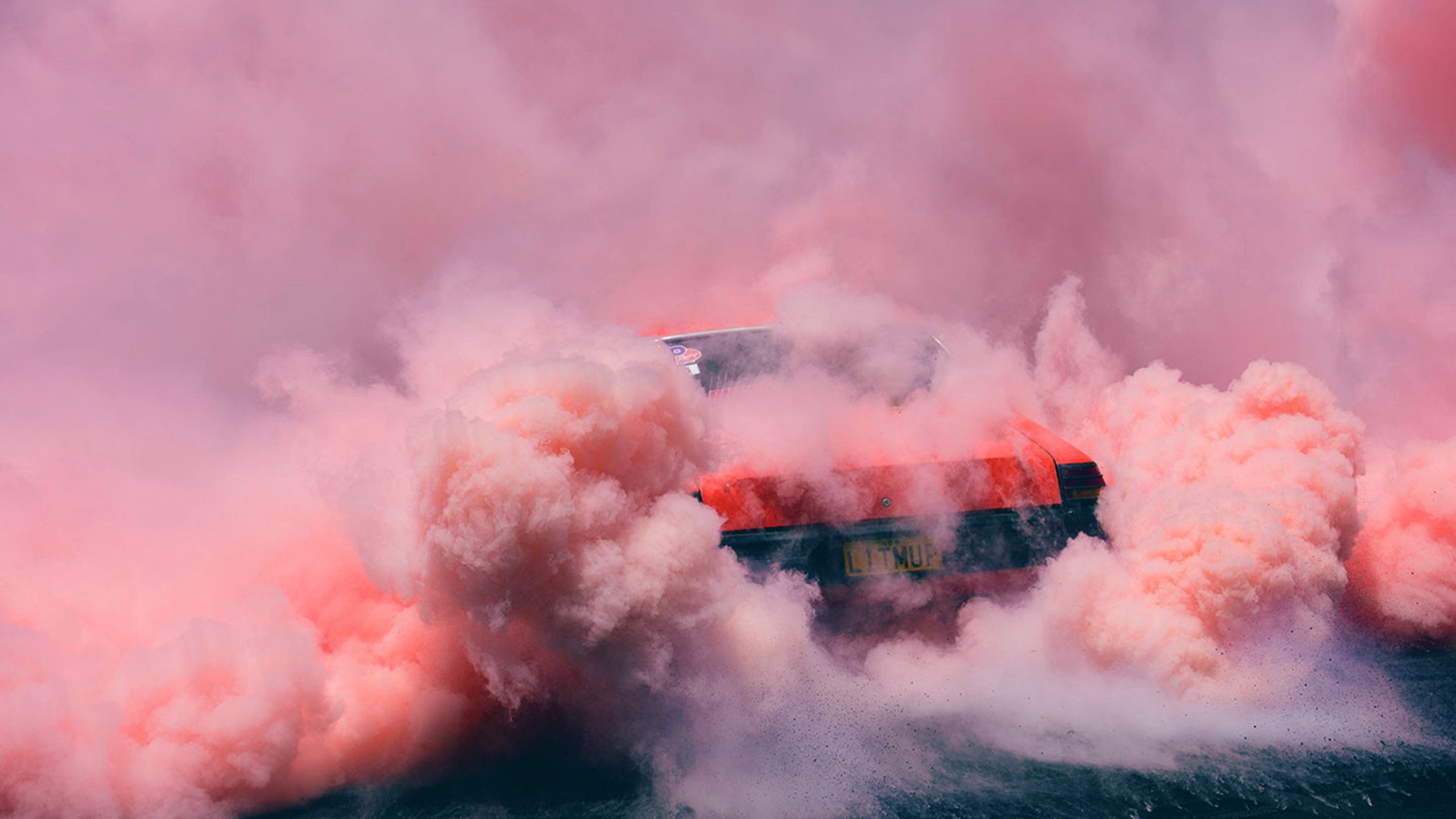 smoke, Colored smoke, Red cars, Pink Wallpaper