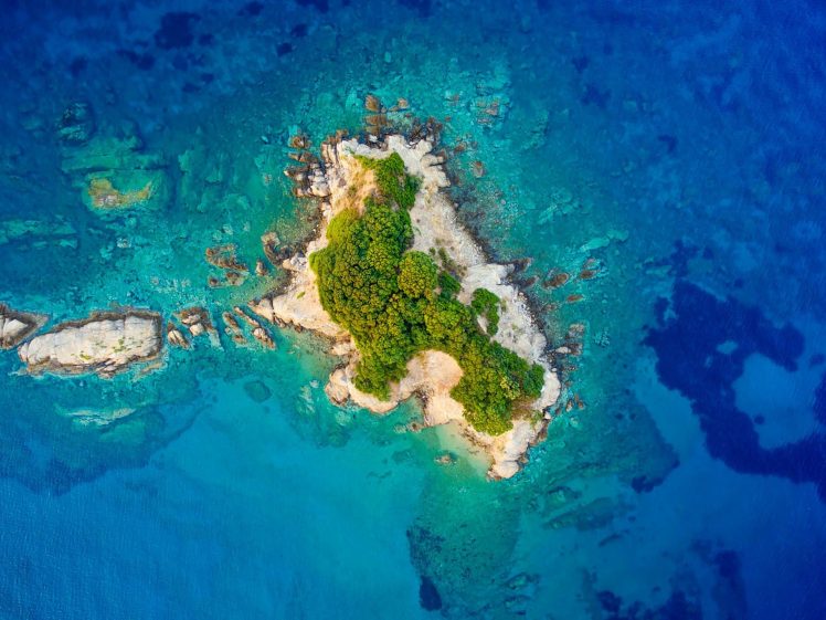 island, Blue, Rock, Pacific Ocean, Sea HD Wallpaper Desktop Background