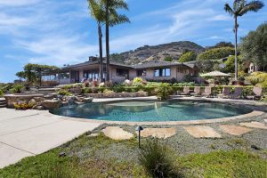 mansions, House, Palm trees, Villages, Swimming pool, Stones, USA, Clouds, Sky