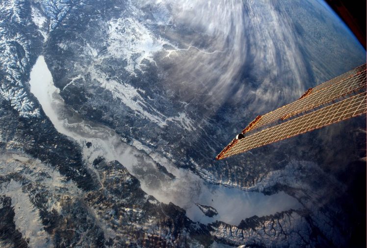 orbital view, Space, Lake, Satellite, Baikal, Planet, Snow, Russia, Lake Baikal HD Wallpaper Desktop Background