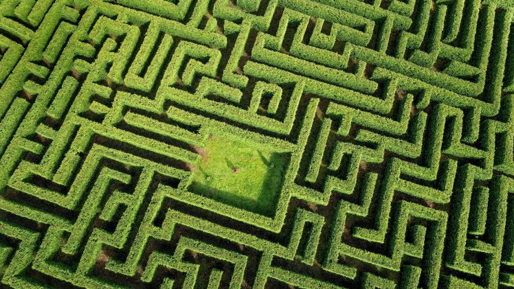 aerial view, Labyrinth, Maze HD Wallpaper Desktop Background