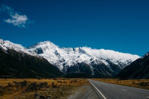 mountains, Road, Snow, Clouds, Blue, Sky, Rocks, Nature, New Zealand