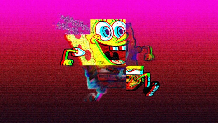 vaporwave, Spongebob, VHS, Run, Squarepants HD Wallpaper Desktop Background