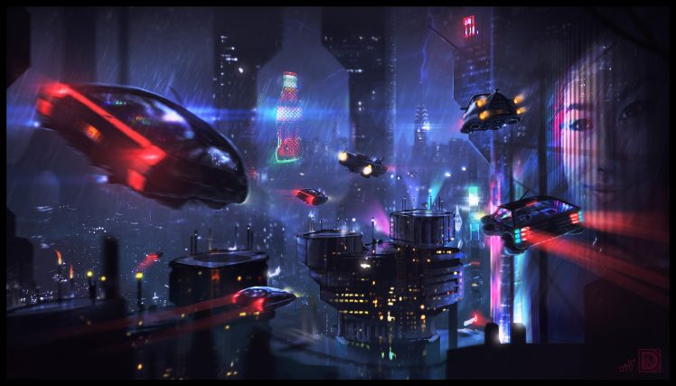 science fiction, City, Rain HD Wallpaper Desktop Background