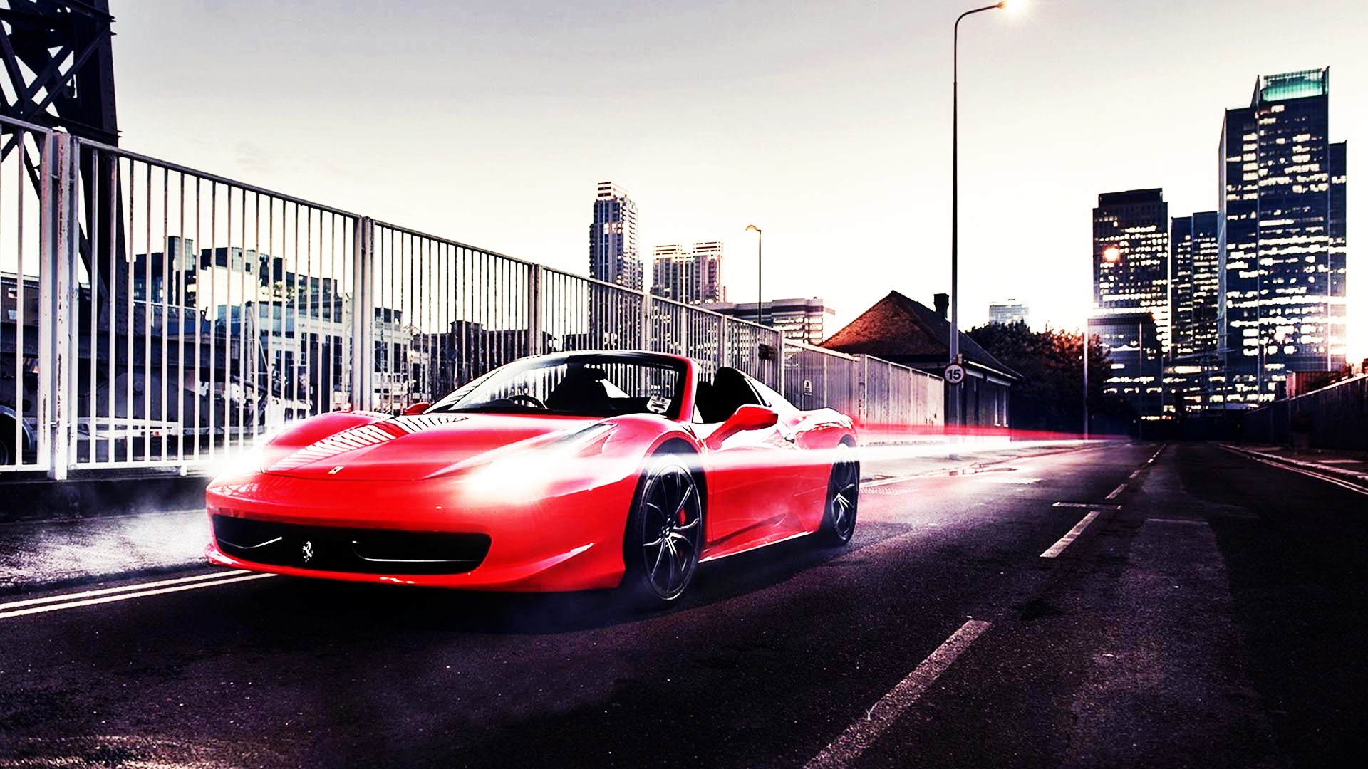 city, Car, Ferrari Wallpaper