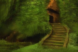 landscape, Environment, Concept art, Path, Photoshop, Painting, Drawing, Tree house, Wood, Forest