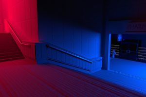 red, Blue, Stairs, Vaporwave