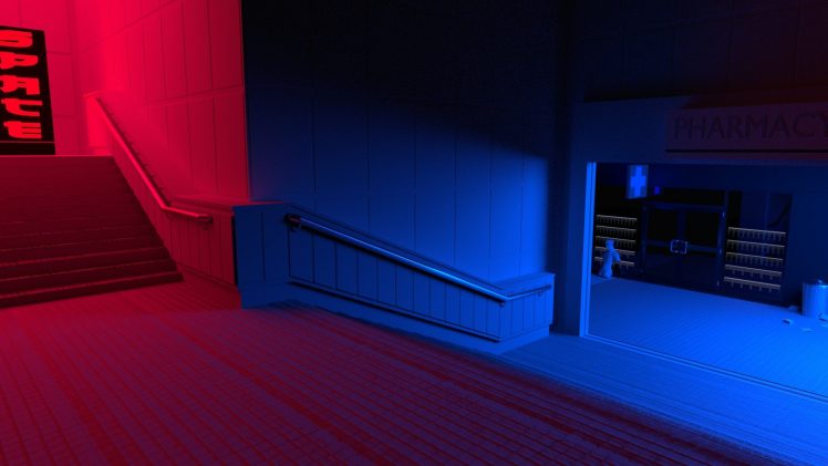 red, Blue, Stairs, Vaporwave HD Wallpaper Desktop Background