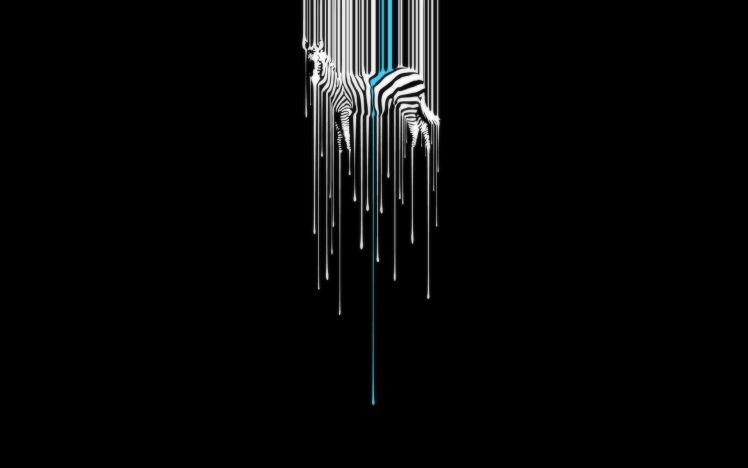 zebras, Animals, Black, Digital art, Turquise, Turquoise HD Wallpaper Desktop Background