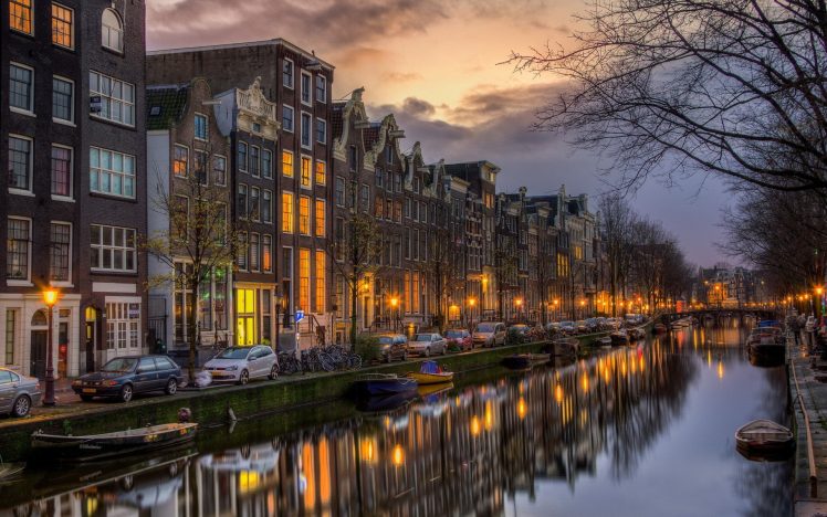 Amsterdam, Netherlands, City, River, Reflection, Building, HDR HD Wallpaper Desktop Background