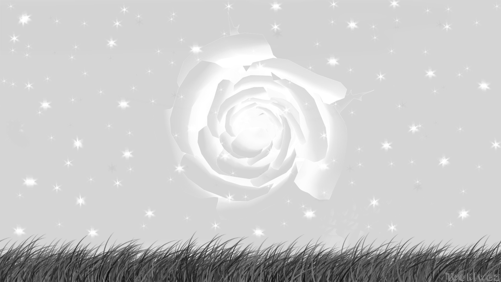 vortex, Grass, Sky, Stars, Monochrome Wallpaper