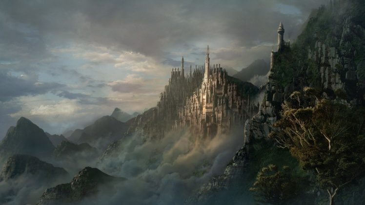 fantasy art, Castle, Mountains HD Wallpaper Desktop Background
