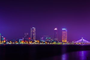 city, Building, Bridge, Night, Lights, Vietnam, Danang, Cityscape