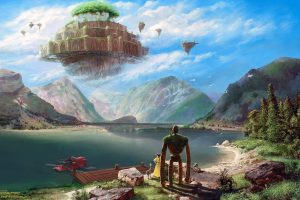artwork, Digital art, Castle in the Sky, Studio Ghibli, Laputa