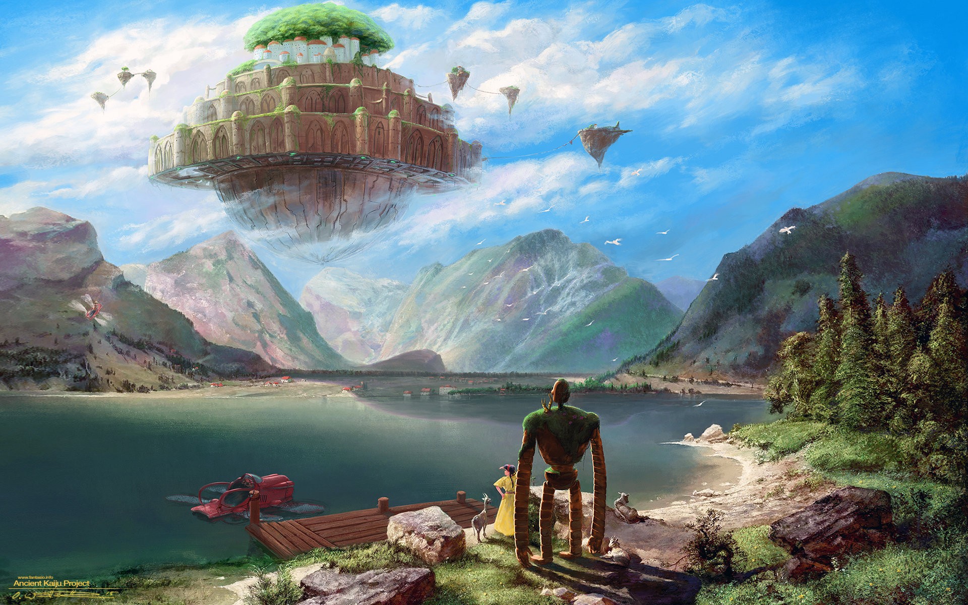 artwork, Digital art, Castle in the Sky, Studio Ghibli, Laputa Wallpaper