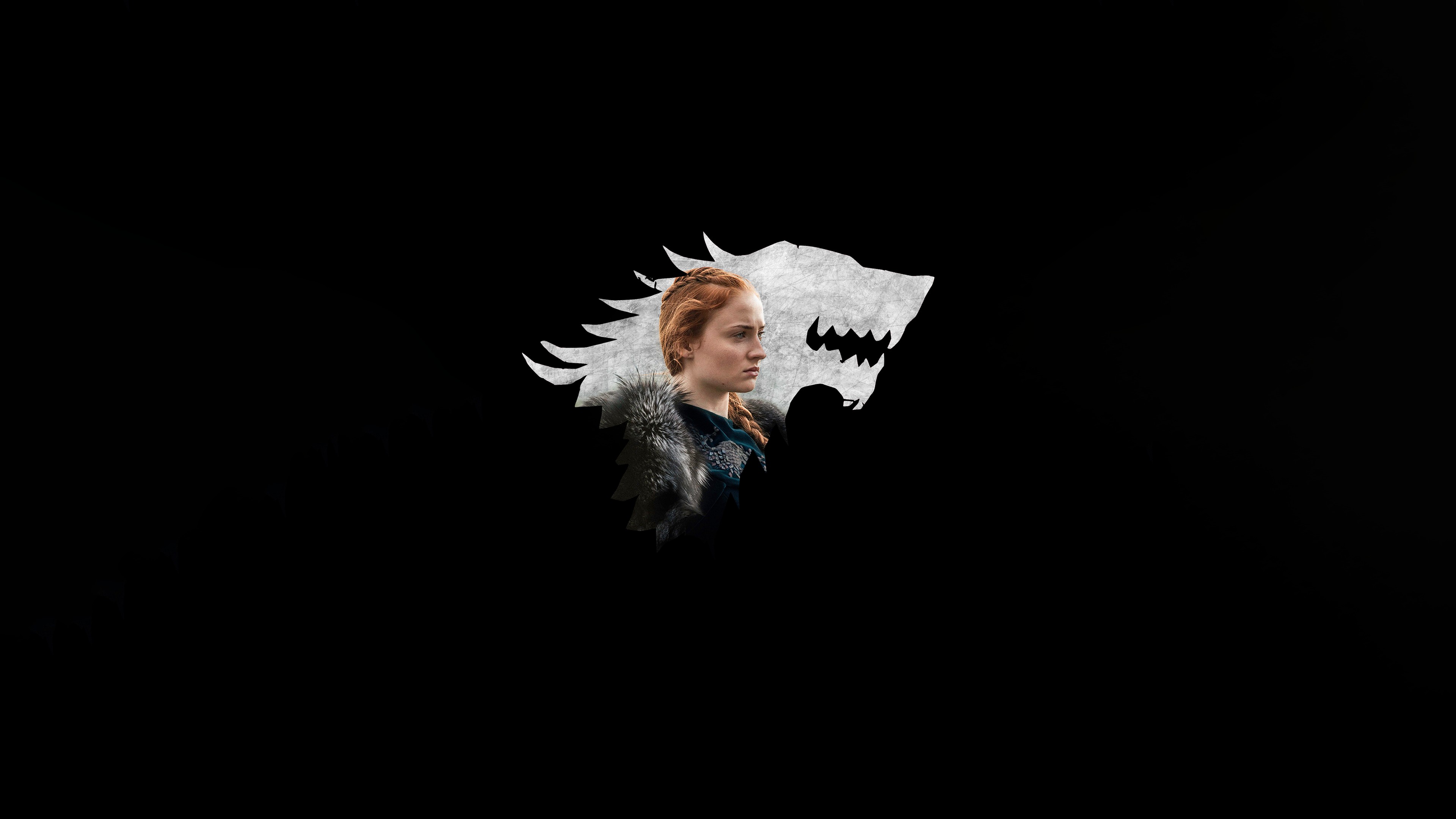 Sansa Stark, Simple, Simple background, Black background, A Song of Ice and Fire, Game of Thrones Wallpaper