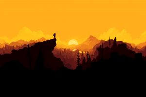 simple, Simple background, Firewatch, Sunset