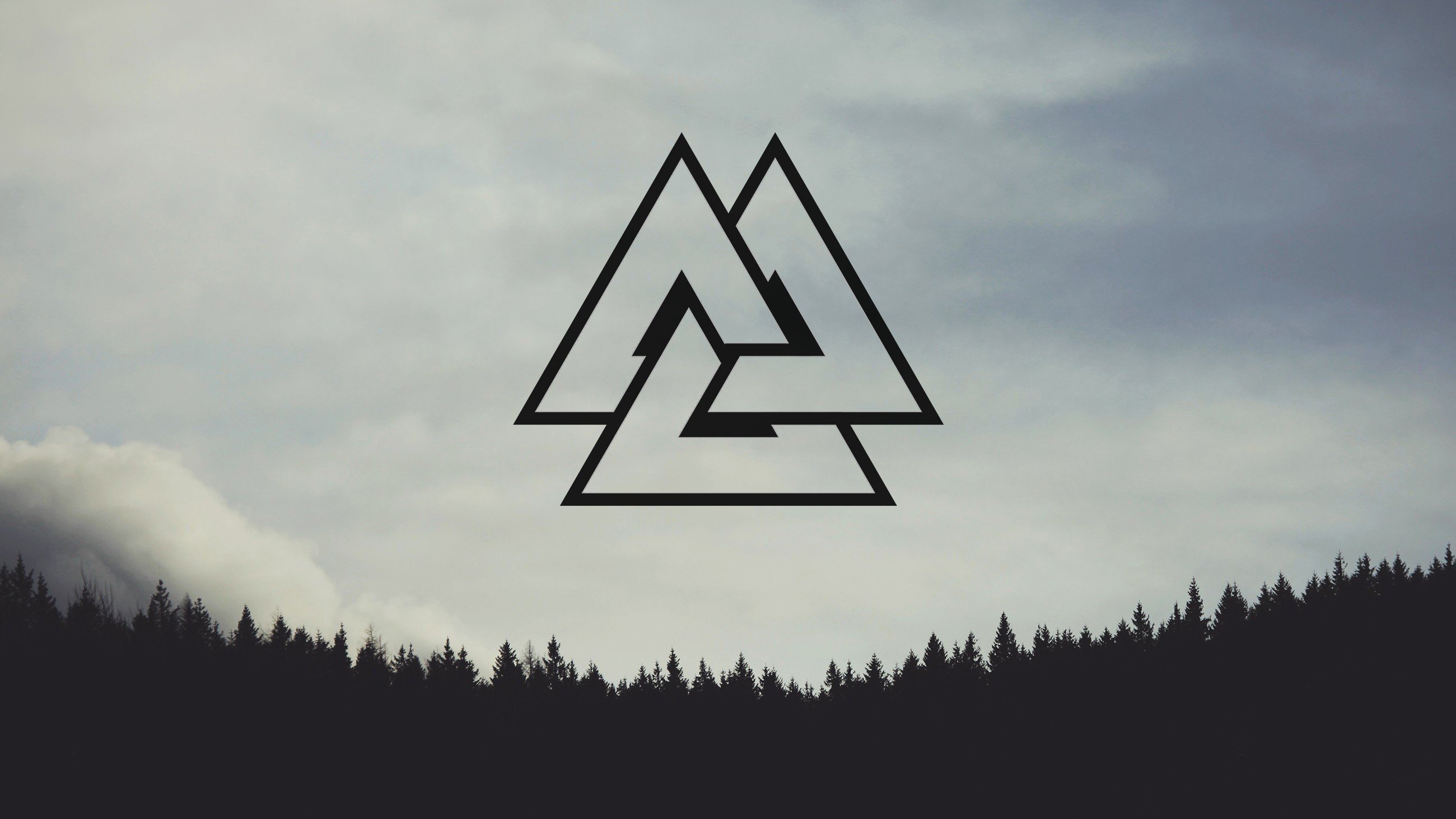 Nordic, Valknut, Nordic landscapes, Forest, Pine trees Wallpaper