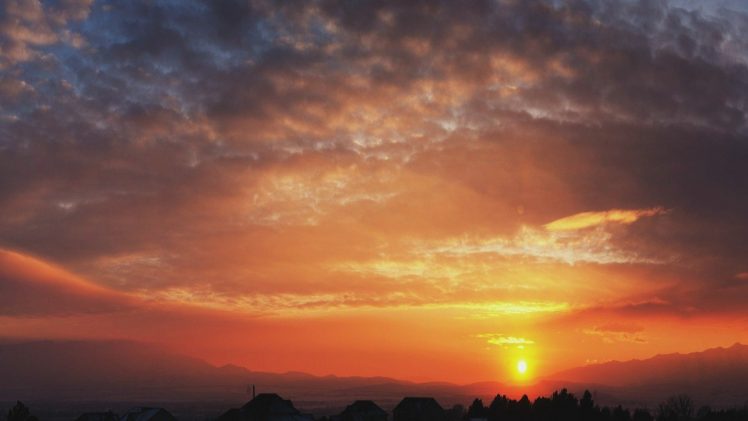 sky, Clouds, Mountains, Sunset HD Wallpaper Desktop Background