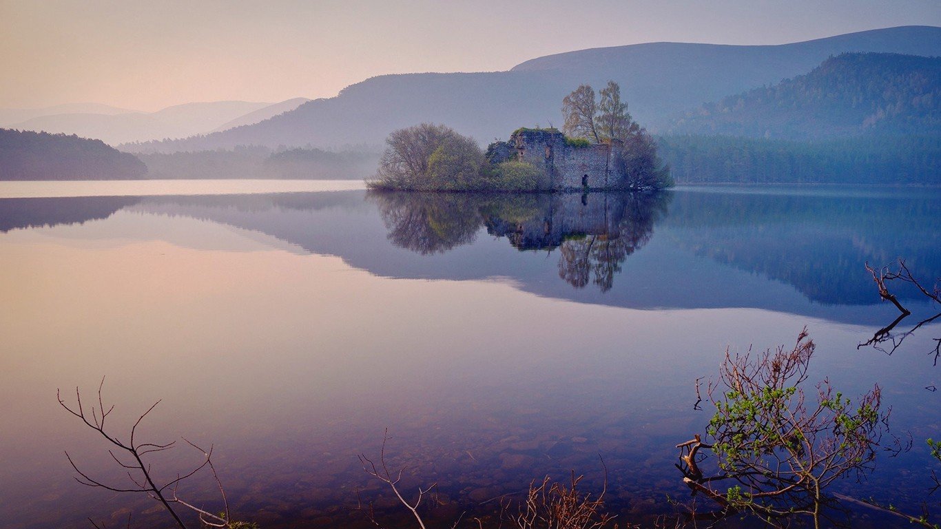 lake, Mountains, House, Nature Wallpaper
