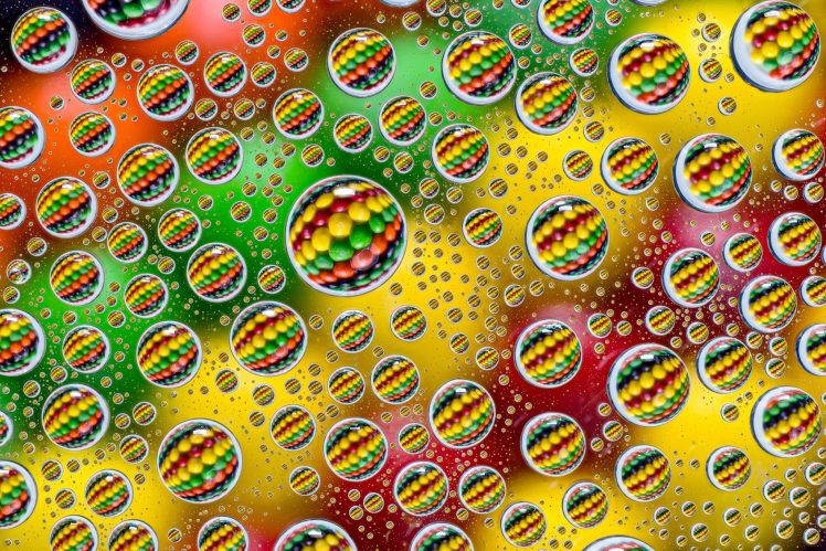 colorful, Abstract, Water drops, Skittles, Photography, Circle, Depth of field, Reflection HD Wallpaper Desktop Background