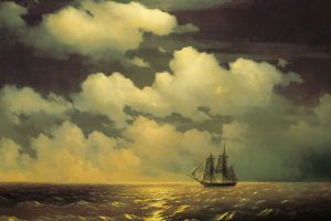 Ivan Aivazovsky, Artwork, Painting, Classical art, Water, Sea, Sailing ship, Ivan Konstantinovich Aivazovsky, Clouds, Waves, Horizon