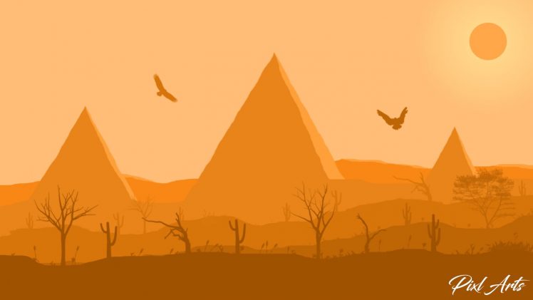 landscape, Pyramid, Flatdesign HD Wallpaper Desktop Background