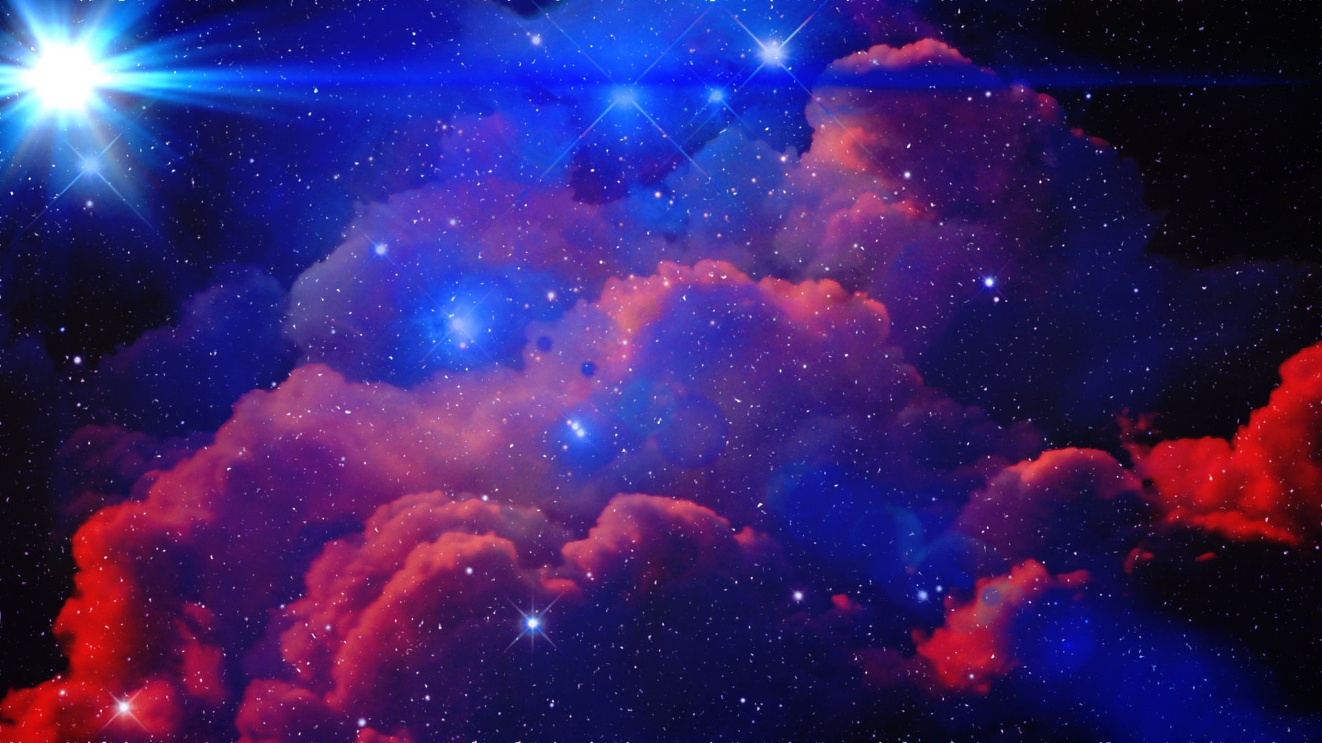space, Stars, Clouds, Flares, Digital art Wallpaper