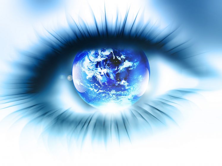 eyes, Planet, Blue, White, Digital art HD Wallpaper Desktop Background