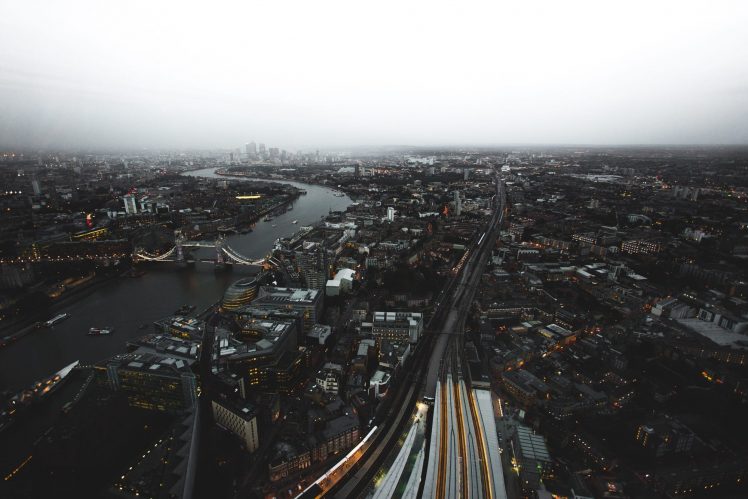 cityscape, River, Mist, Building, Skyscraper, Bridge, London, Tower Bridge, Lights HD Wallpaper Desktop Background