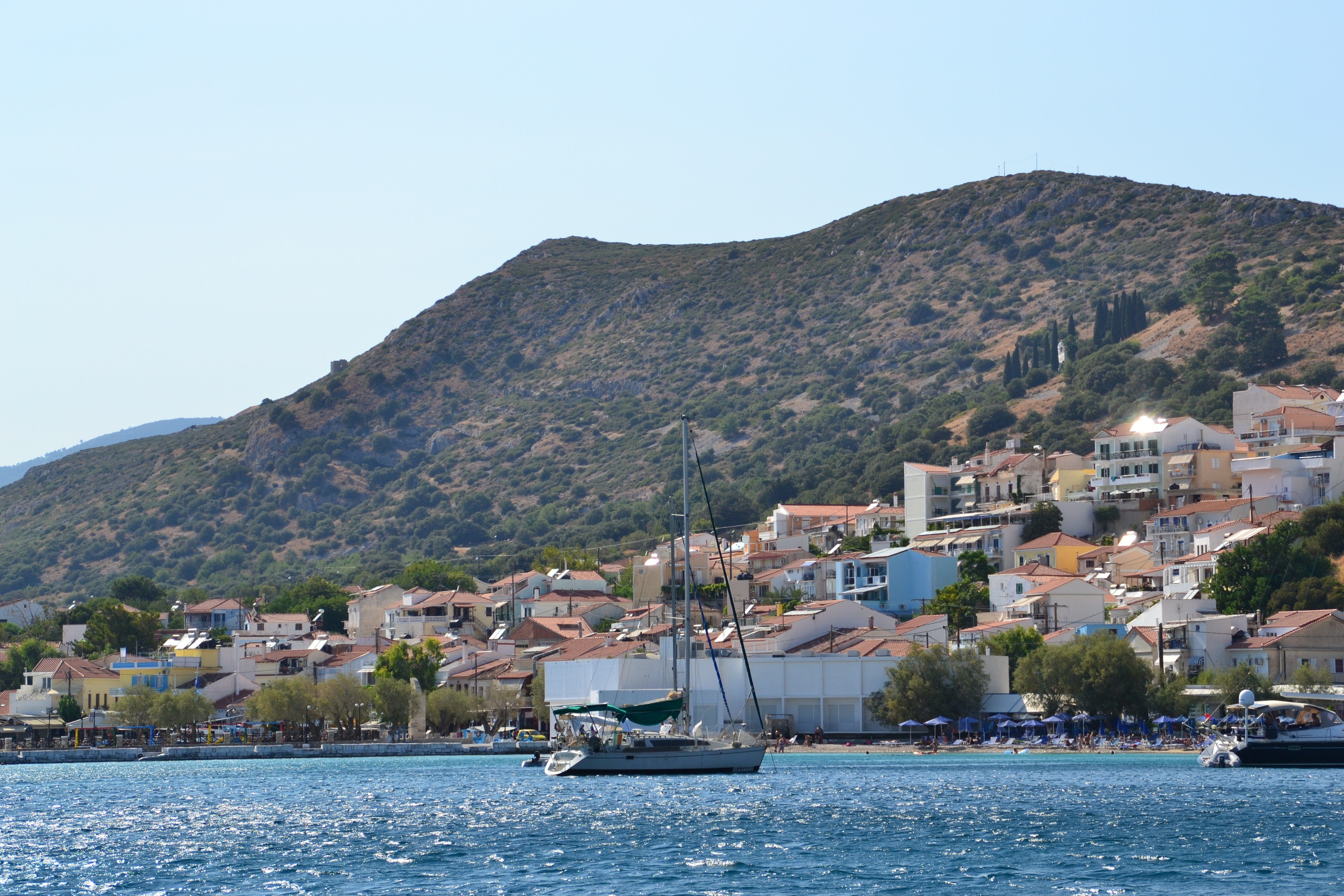 landscape, Samos, Goats, Mediterranean, Greece, Boat, Yachts, Rock, Mountains Wallpaper