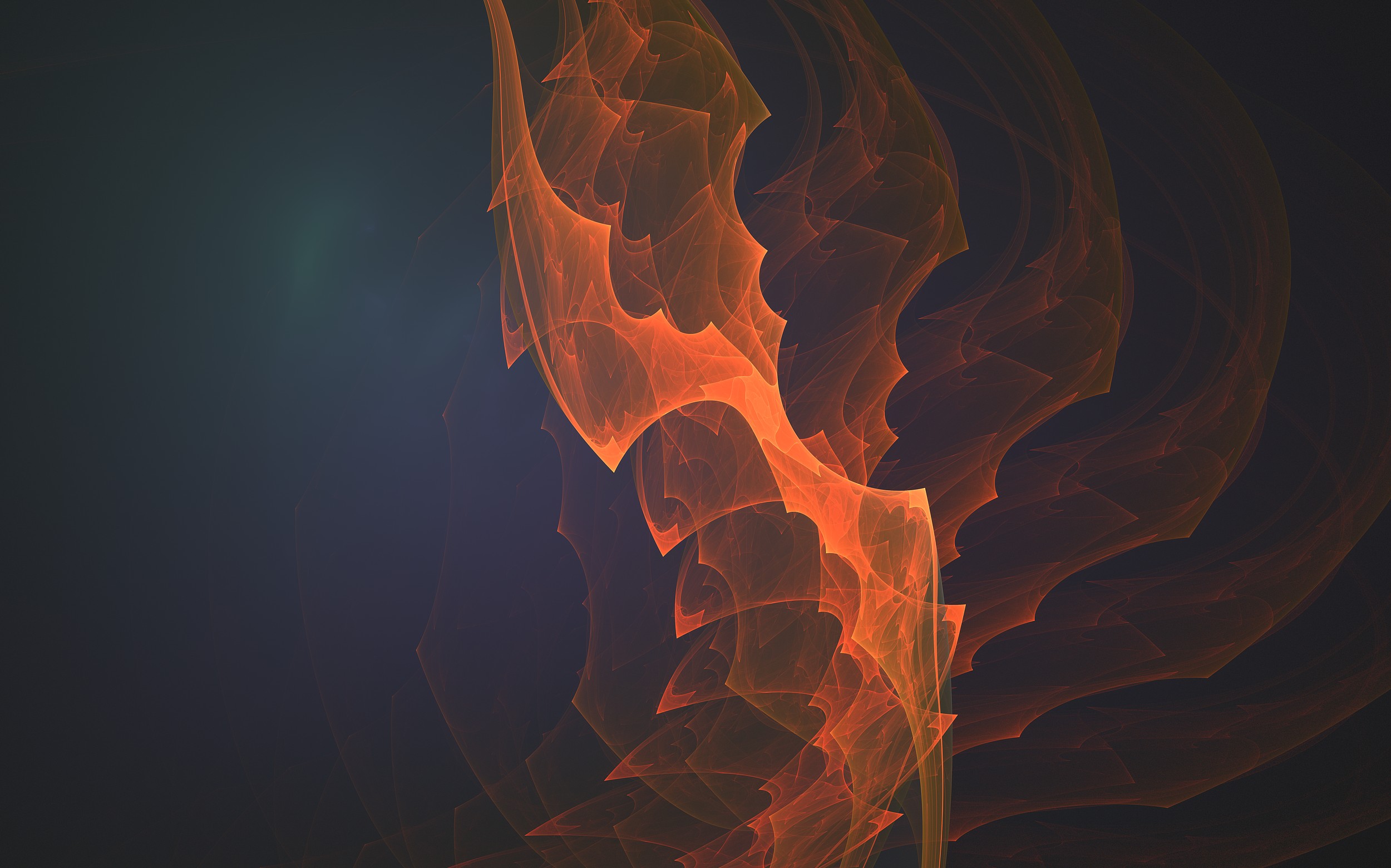 fractal, Apophysis, Abstract, 3D fractal, Orange transparent chainsaw Wallpaper