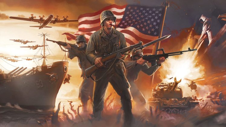American flag, Tank, War HD Wallpaper Desktop Background
