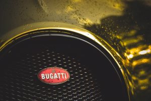 Buggati, Logo, Gold, Water drops, Sports car