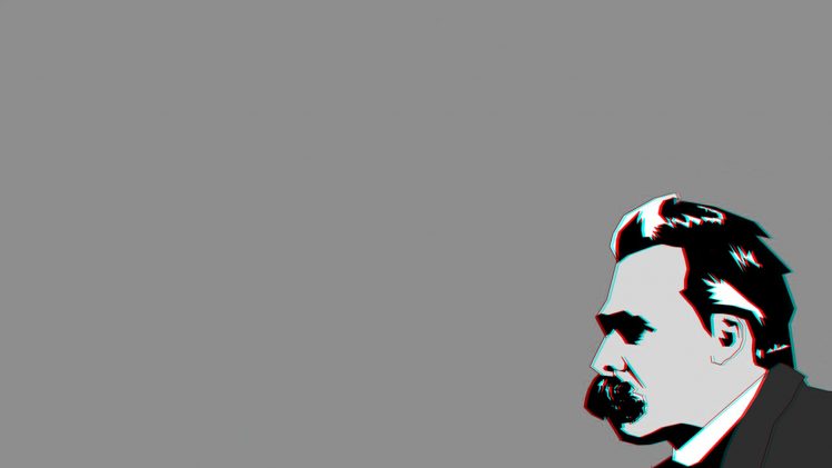 Friedrich Nietzsche, Philosophers, Chromatic aberration, Simple background HD Wallpaper Desktop Background